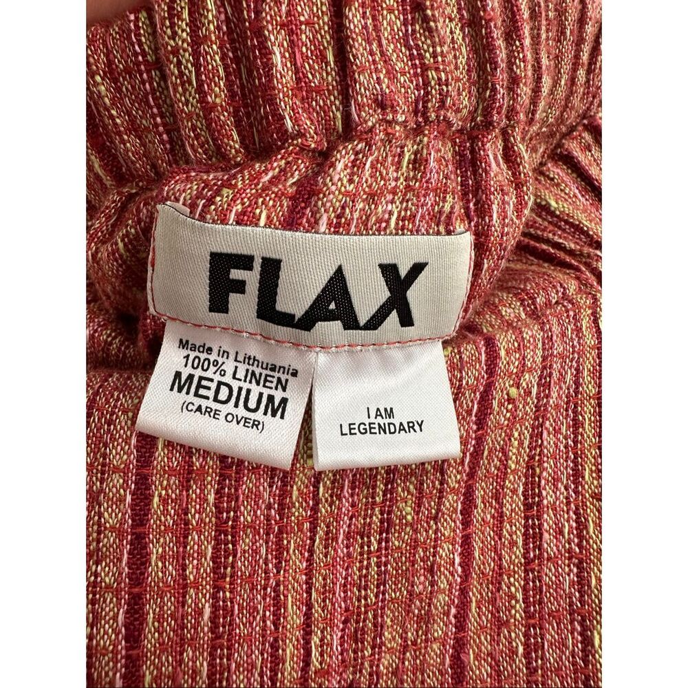 Flax Women’s Multi Red Pink Woven Textured Linen Pocket Maxi Skirt - Picture 5 of 10